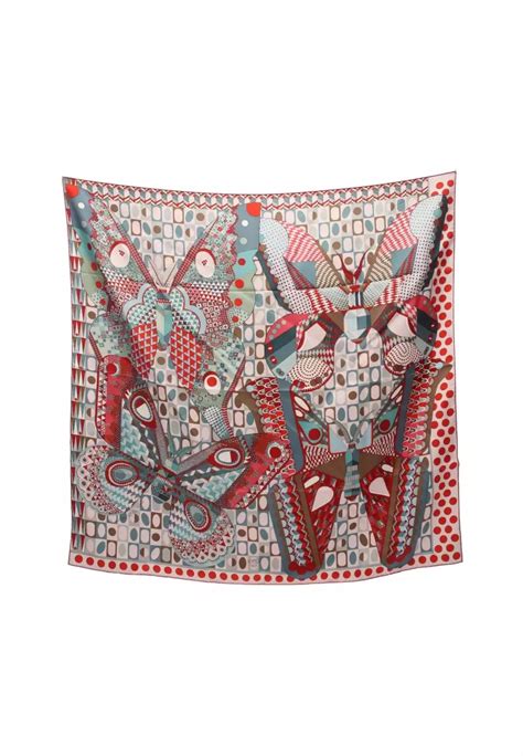 hermes scarf les ailes de la soie|HERMES Silk Les Ailes De La Soie Scarf 90 Rouge Brique Bleu .